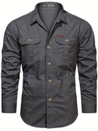Men's casual shirt sturdy outdoor attire - lightweight long sleeve button-up for everyday wear