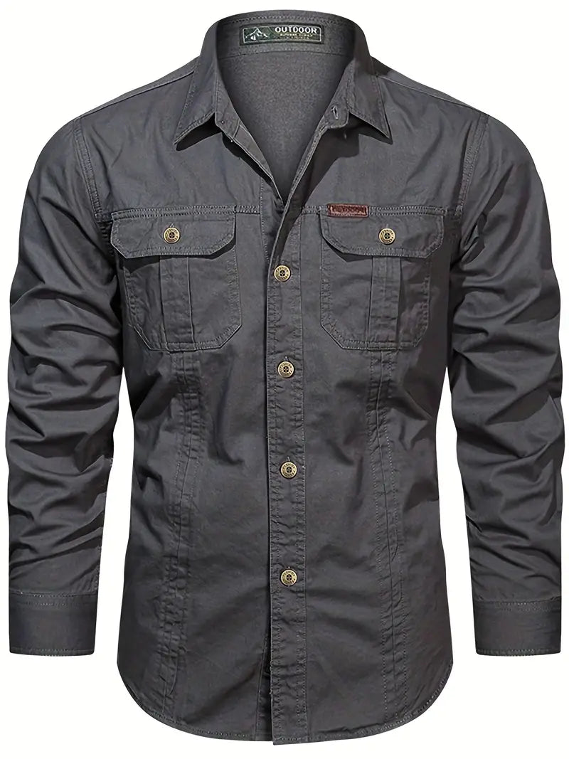 Men's casual shirt sturdy outdoor attire - lightweight long sleeve button-up for everyday wear