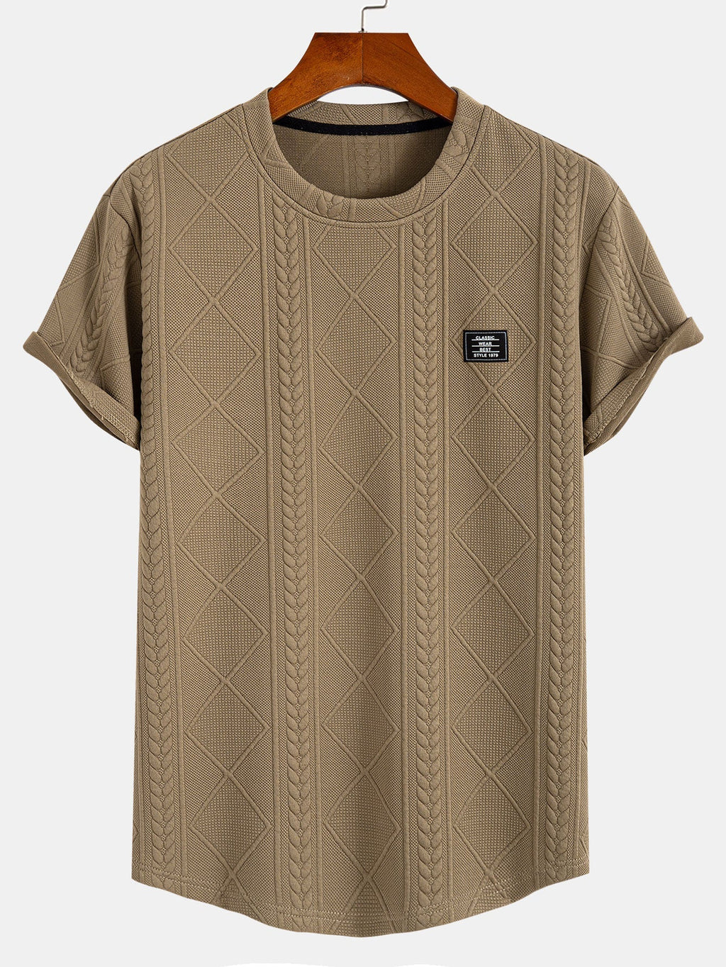 Men's jacquard t-shirt - contemporary casual attire with distinctive textured finish
