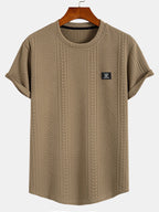Men's jacquard t-shirt - contemporary casual attire with distinctive textured finish