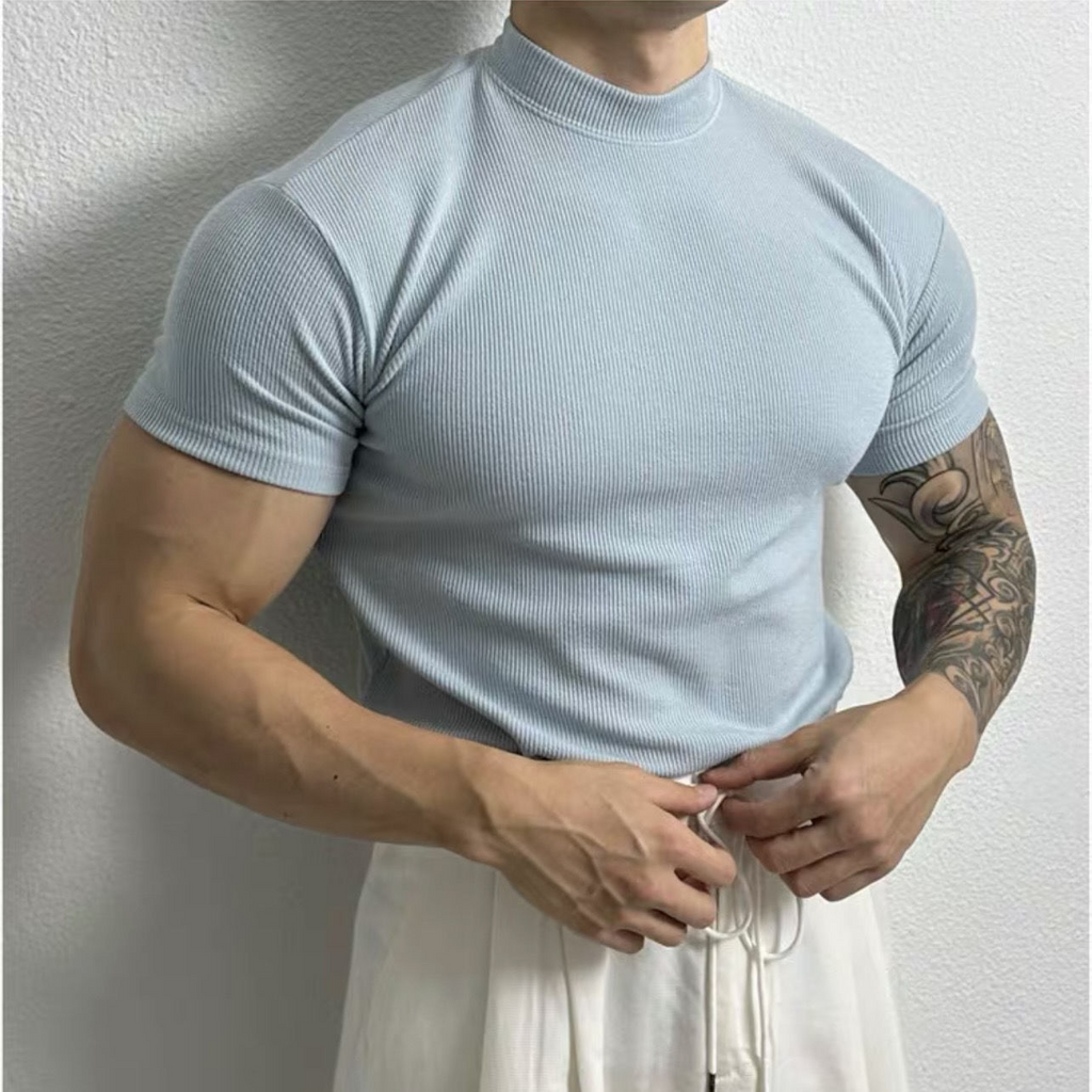 Men's ribbed short sleeve top - contemporary and versatile shirt