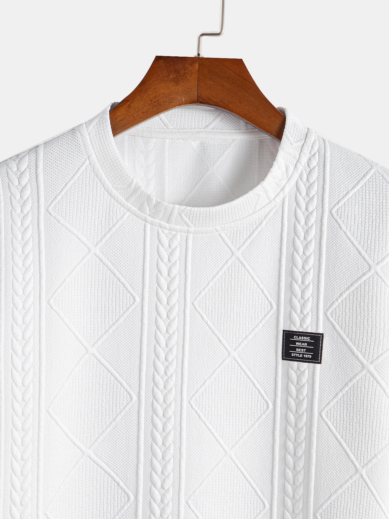 Men's jacquard t-shirt - contemporary casual attire with distinctive textured finish