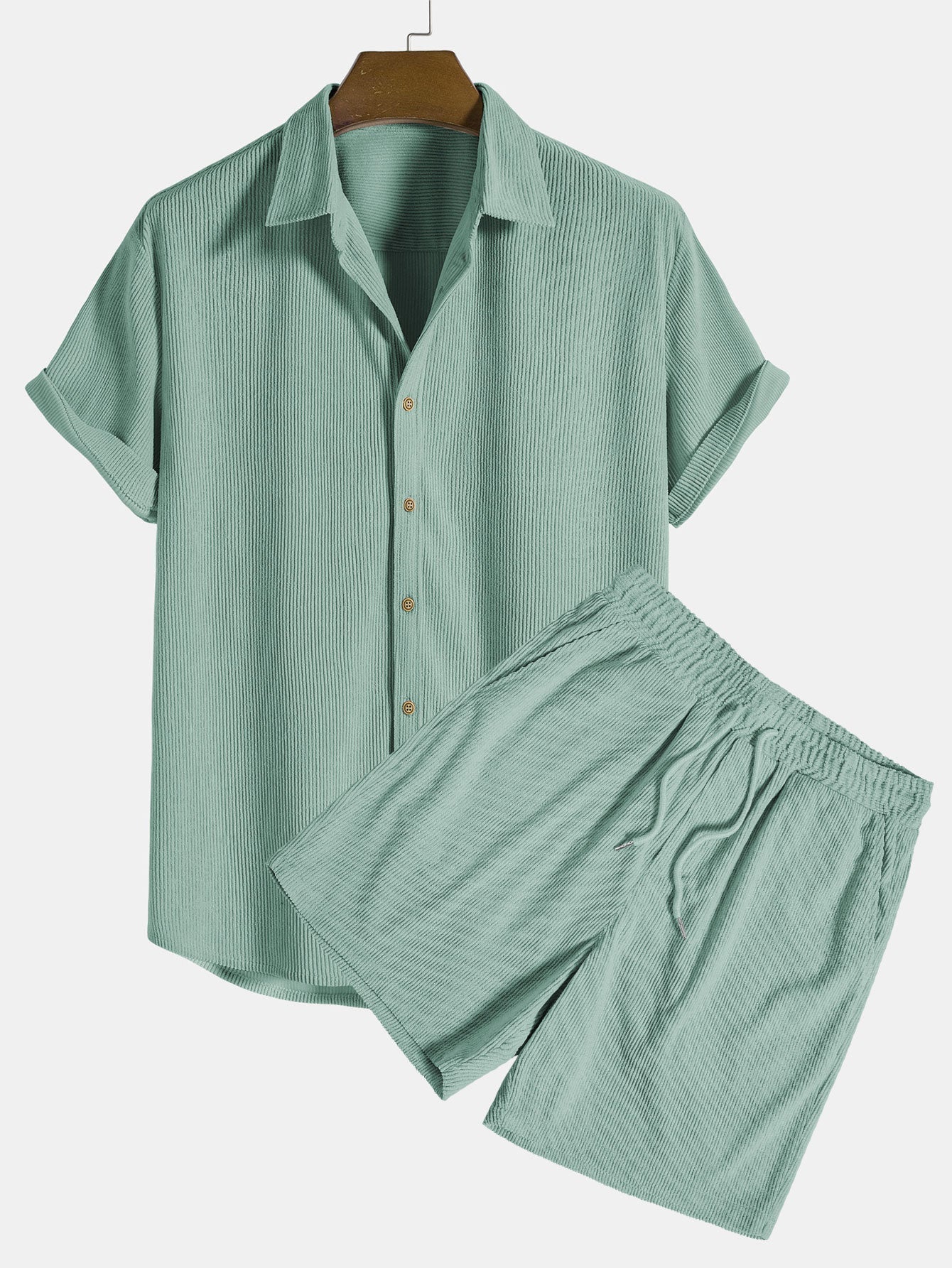 2-piece men’s short sleeve set - ribbed shirt and shorts combination