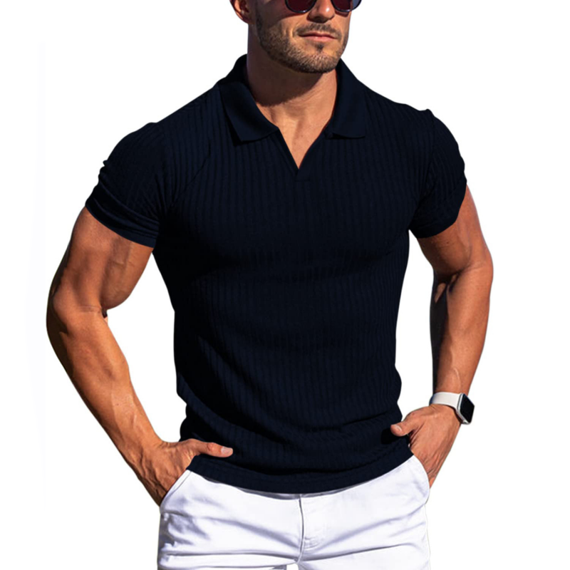 Men's ribbed polo shirt - contemporary casual wear for men
