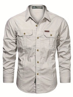 Men's casual shirt sturdy outdoor attire - lightweight long sleeve button-up for everyday wear