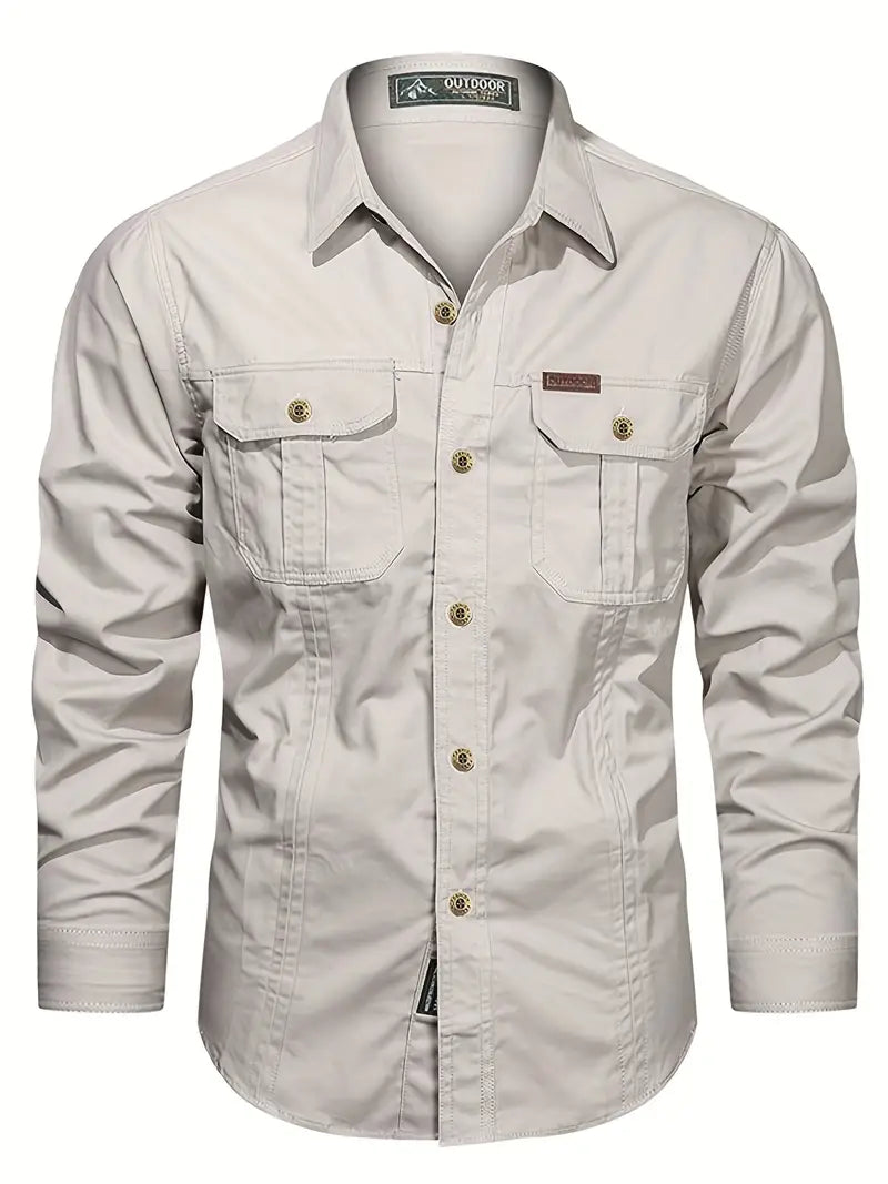 Men's casual shirt sturdy outdoor attire - lightweight long sleeve button-up for everyday wear