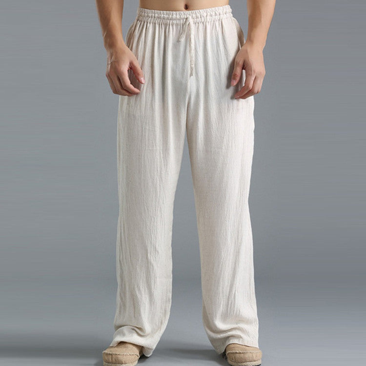 Men's lightweight cotton and linen casual trousers - relaxed fit breathable summer bottoms