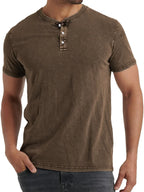 Men's denim henley t-shirt relaxed casual top - versatile stylish fit for everyday wear