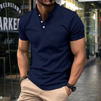 Men's half collar polo shirt - versatile casual wear with lightweight fabric