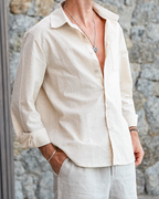 Linen button-up shirt - men's versatile long sleeve shirt