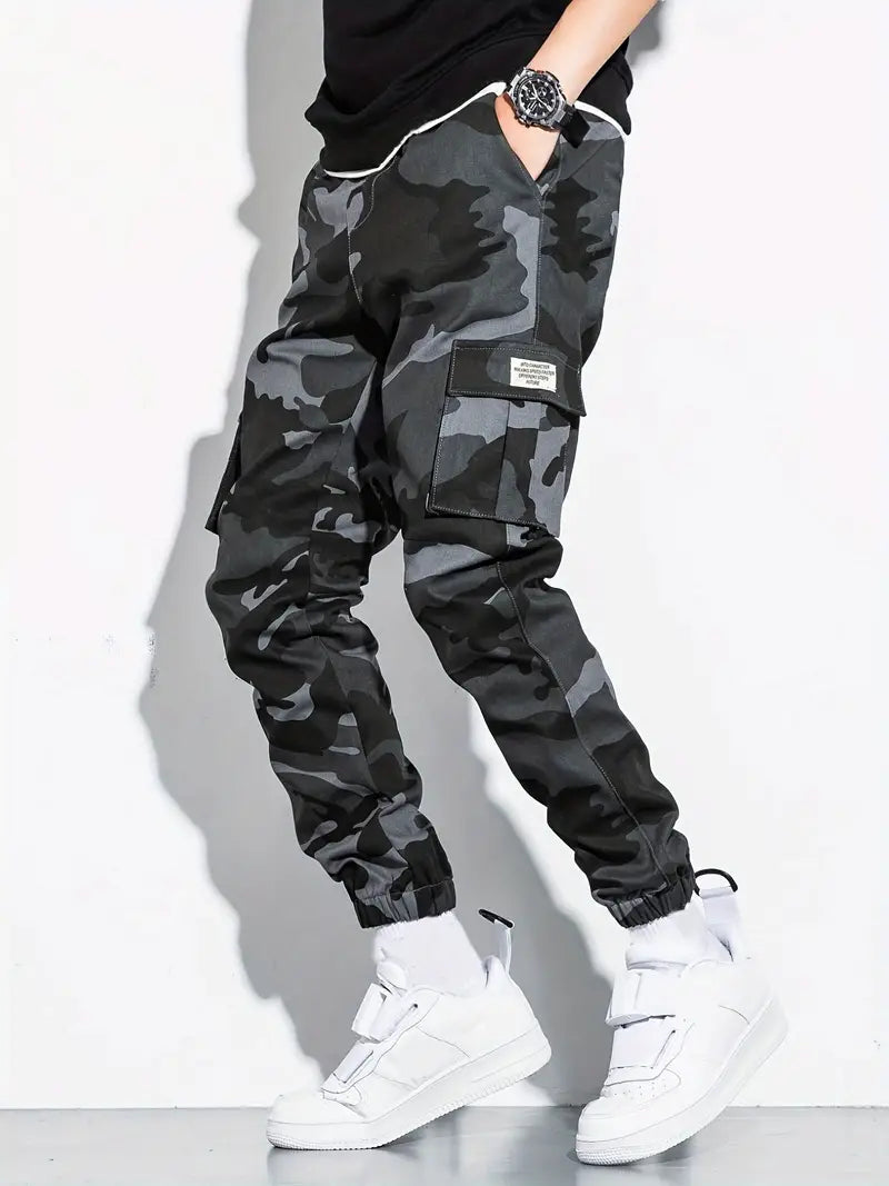 Men’s Camo Gray Cargo Trousers - Relaxed Functional Fit