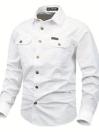 Men's casual shirt sturdy outdoor attire - lightweight long sleeve button-up for everyday wear