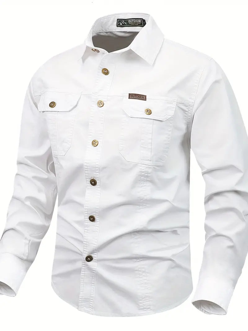 Men's casual shirt sturdy outdoor attire - lightweight long sleeve button-up for everyday wear