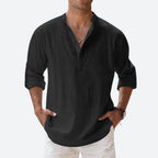 Men's linen shirt relaxed fit everyday casual attire - lightweight breathable long sleeve design