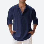 Men's linen shirt relaxed fit everyday casual attire - lightweight breathable long sleeve design