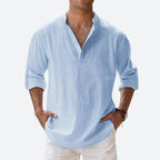 Men's linen shirt relaxed fit everyday casual attire - lightweight breathable long sleeve design