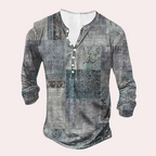 Men's long sleeve patchwork top casual attire - unique design for relaxed outings