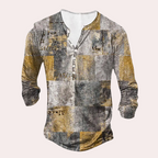 Men's long sleeve patchwork top casual attire - unique design for relaxed outings