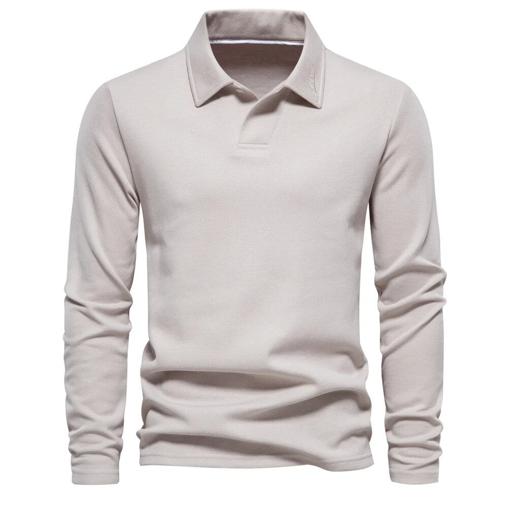 Men's long sleeve polo shirt - versatile soft fabric top for casual wear