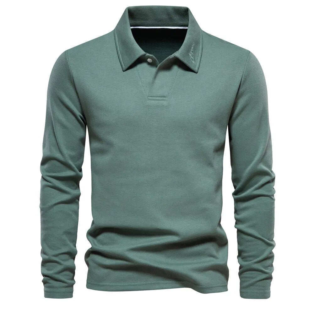 Men's long sleeve polo shirt - versatile soft fabric top for casual wear