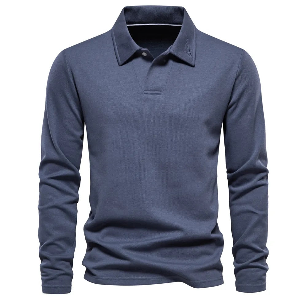 Men's long sleeve polo shirt - versatile soft fabric top for casual wear