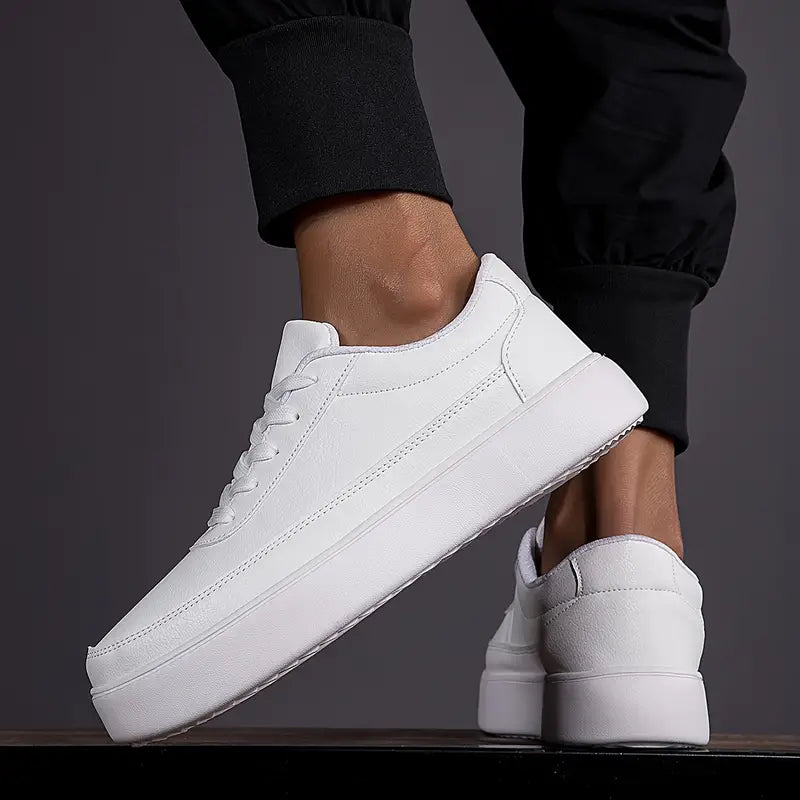 Men's low top sneakers stylish casual wear - versatile white trainers for everyday use