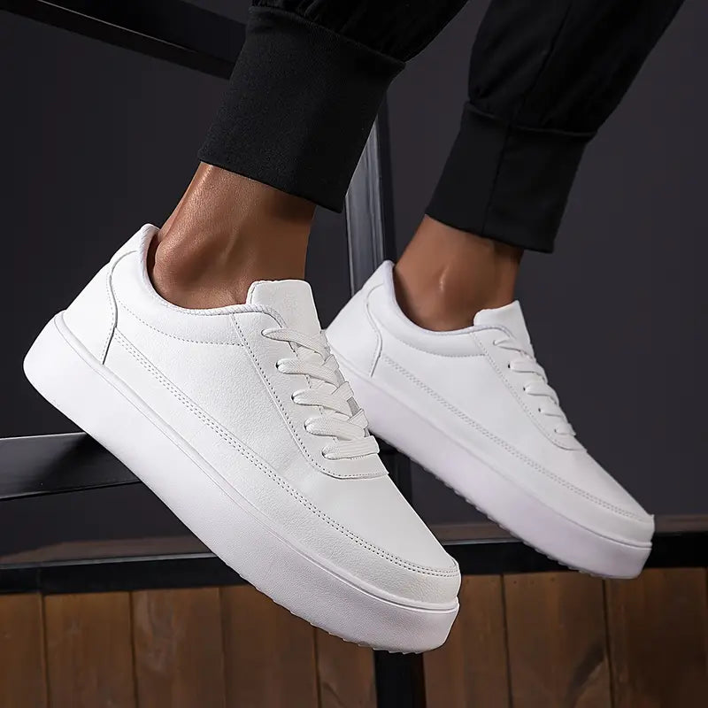 Men's low top sneakers stylish casual wear - versatile white trainers for everyday use