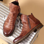 Men's leather ankle boots - stylish zip detail for casual wear and everyday comfort