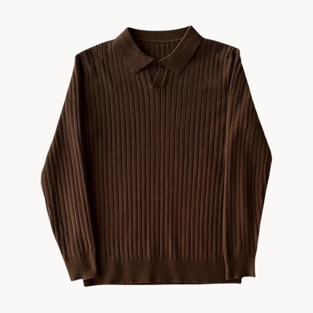 Men's ribbed polo shirt smart casual attire - premium knitted fabric for versatile wear