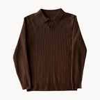 Men's ribbed polo shirt smart casual attire - premium knitted fabric for versatile wear