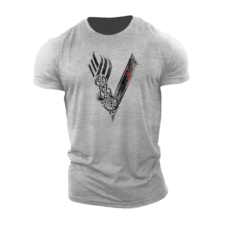Men's graphic t-shirt unique viking print casual wear - soft fabric, eye-catching design