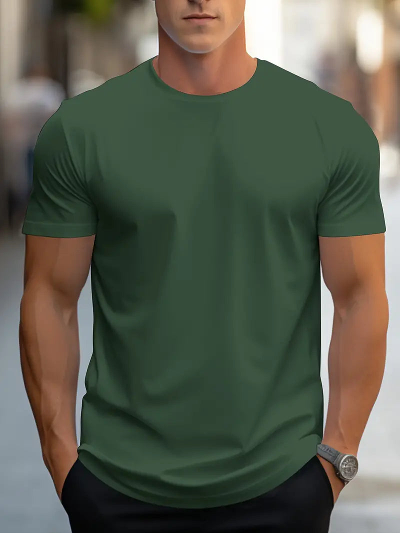 Men's everyday wear soft fabric casual t-shirt - stylish short sleeve top for men