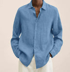 Men's linen shirt relaxed fit casual wear - versatile long sleeve top for all occasions