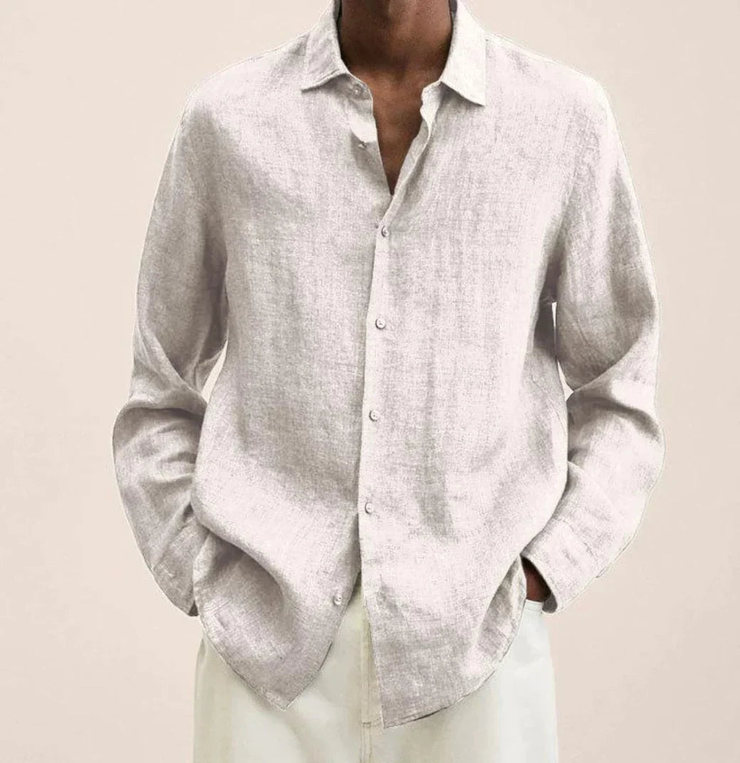 Men's linen shirt relaxed fit casual wear - versatile long sleeve top for all occasions