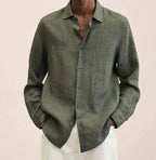 Men's linen shirt relaxed fit casual wear - versatile long sleeve top for all occasions