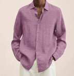 Men's linen shirt relaxed fit casual wear - versatile long sleeve top for all occasions