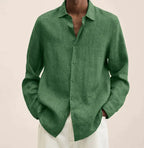 Men's linen shirt relaxed fit casual wear - versatile long sleeve top for all occasions
