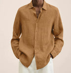 Men's linen shirt relaxed fit casual wear - versatile long sleeve top for all occasions