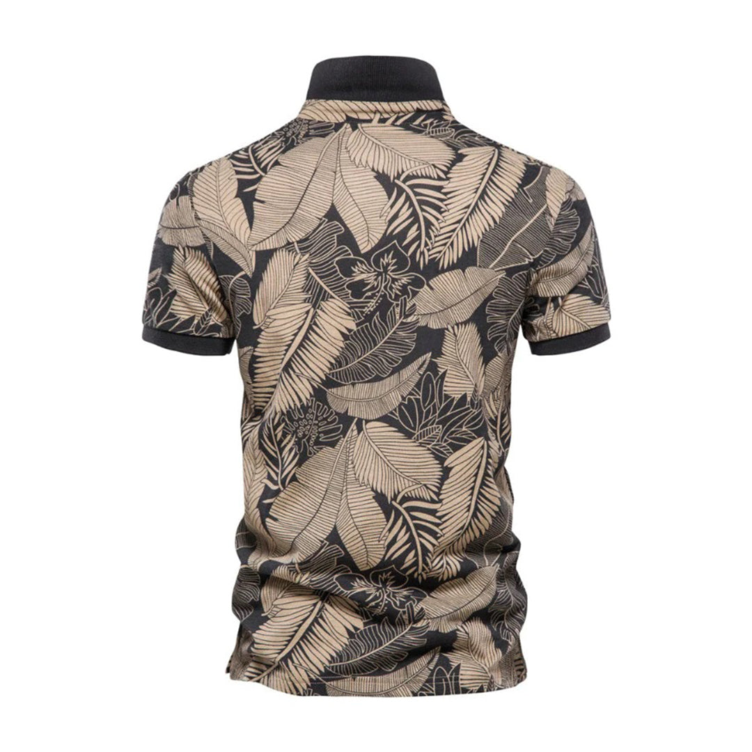 Men's floral polo shirt - casual summer attire with vibrant print, lightweight fabric