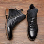 Men's leather ankle boots - stylish zip detail for casual wear and everyday comfort