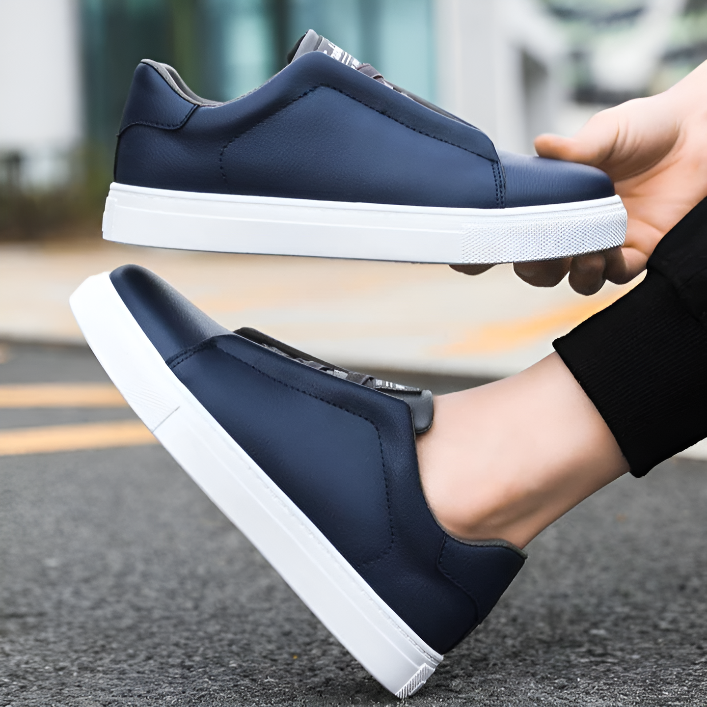 Men's low sneakers modern design casual everyday wear - easy slip-on style, durable material