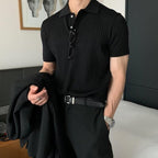 Brown ribbed polo shirt - men’s short-sleeve polo for versatile styling