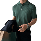 Brown ribbed polo shirt - men’s short-sleeve polo for versatile styling