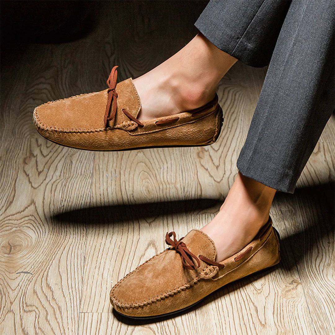 Men's moccasins soft suede casual slip-ons - stylish daily wear in brown