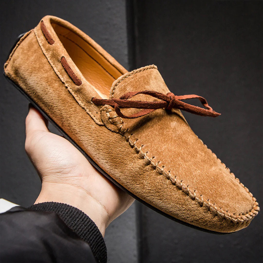 Men's moccasins soft suede casual slip-ons - stylish daily wear in brown
