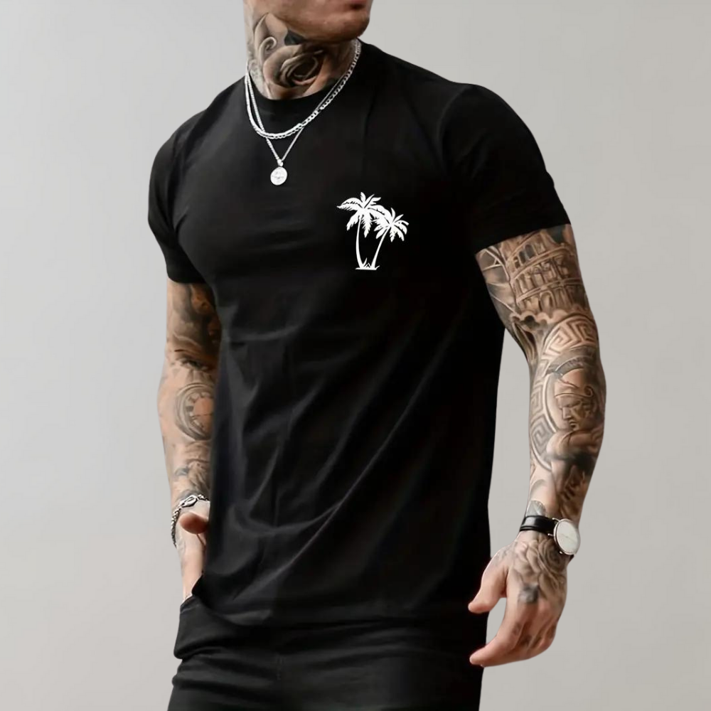 Men's palm tree graphic tee - versatile summer wear for casual