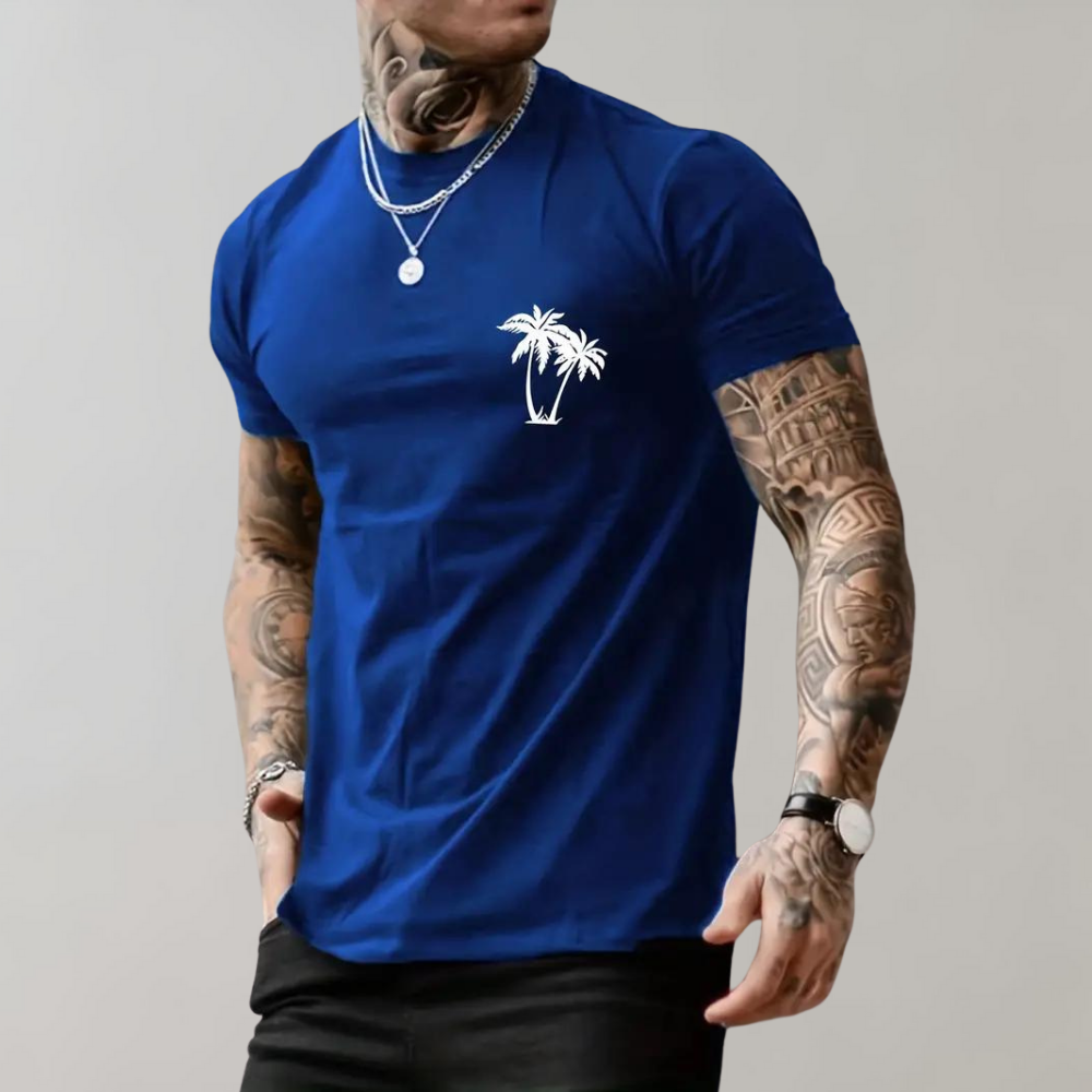 Men's palm tree graphic tee - versatile summer wear for casual