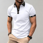 Men's floral collar polo shirt casual attire - smart short sleeves, stylish design for everyday wear