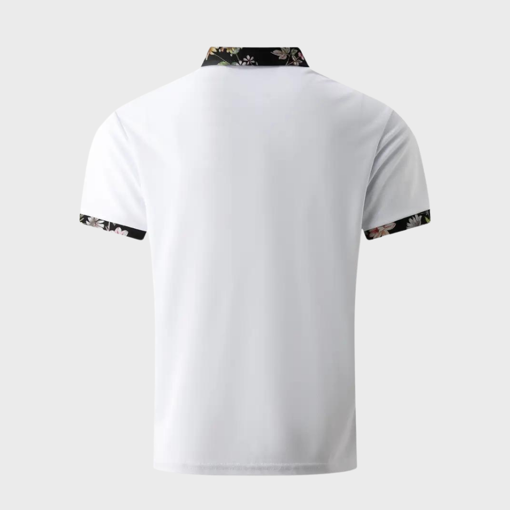 Men's floral collar polo shirt casual attire - smart short sleeves, stylish design for everyday wear