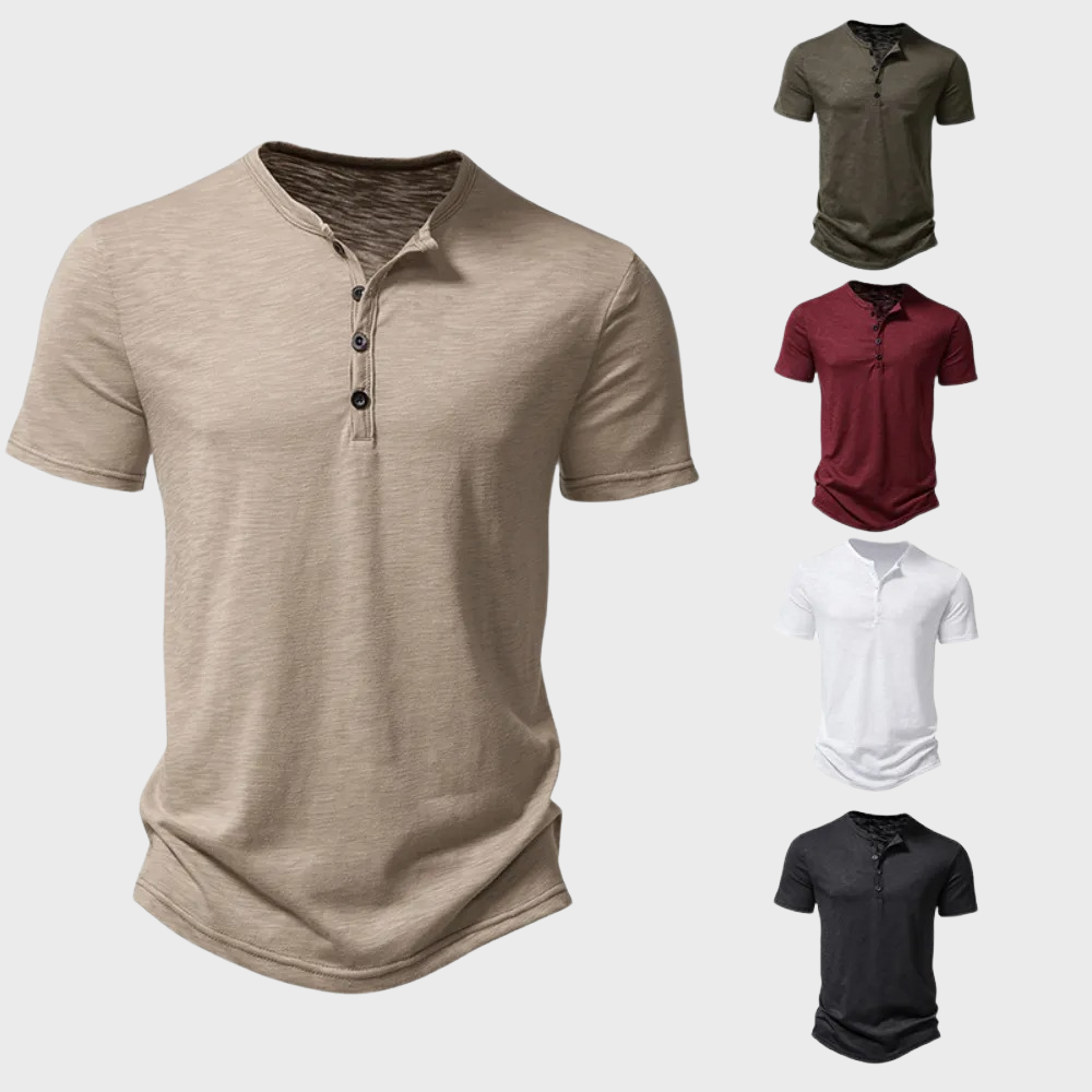 Casual short-sleeve henley t-shirt - stylish men's necessary for the wardrobe